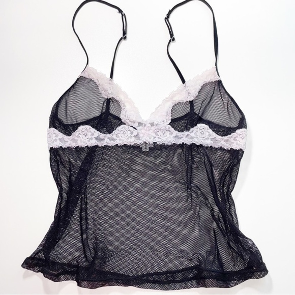 Rampage Black Mesh Lace Trim Cami